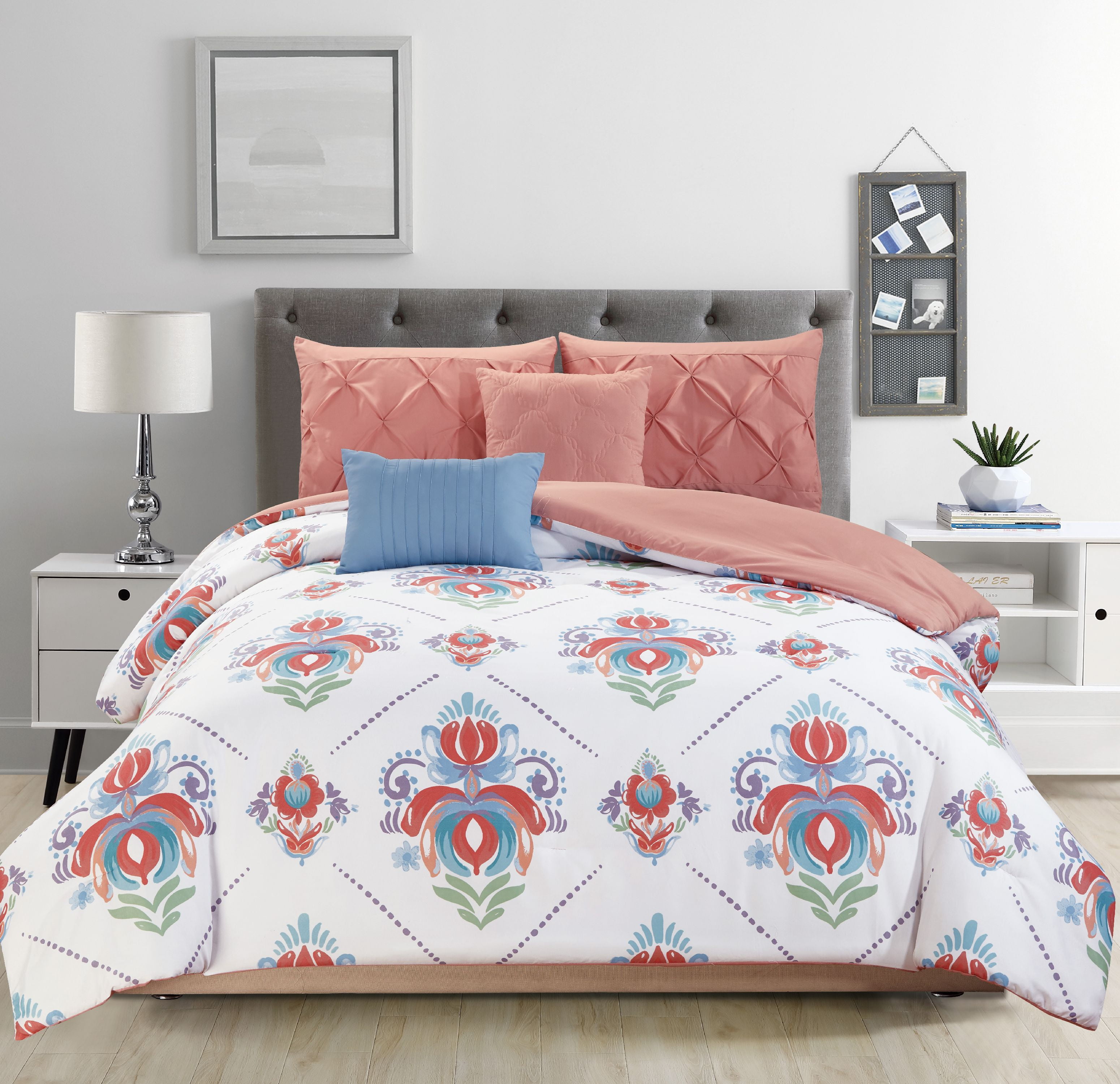 Kendra 5Piece Reversible Comforter Set King