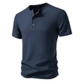 thumbnail image 3 of FRSASU Men's Henley Short Sleeve T-Shirt Lightweight Waffle Cotton T-Shirts Casual Summer Basic Tee Tops Dark Blue, 3 of 9