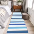 thumbnail image 5 of Geometric Stripe Runner Rug 2x6 FT,Non Slip Hallway Carpet,Ombre Farmhouse Blue Vertical Striped Washable Soft Floor Carpet Non-Shedding Throw Runner Carpet Long Rug for Entryway Kitchen Bedside, 5 of 9