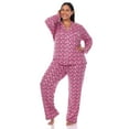 thumbnail image 2 of White Mark Women's Plus Size Heart Print Long Sleeve Pajama Set, 2 of 5