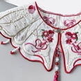 thumbnail image 6 of Women Girls Chinese Embroidered Flower False Collar Pearl Tassels Small Shawl Scarf for Vintage Dresses, 6 of 8