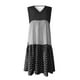 thumbnail image 5 of Abomasnow - Vestido corto informal de talla grande para mujer, de verano, holgado, a la moda, con cuello en V, rayas, lunares, manga corta, volantes, dobladillo escalonado, de lino, para playa y sol,, 5 of 7