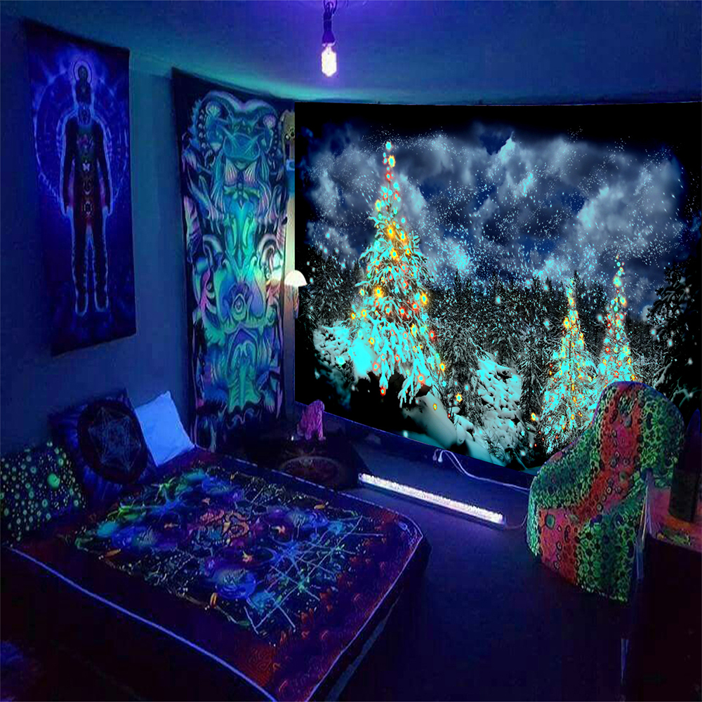 Blacklight Tapestry UV Reactive Black Light Trippy Owl Forest Poster For  Men Room Bedroom Decor Psychedelic Moon Animal Glow In The Dark Party Decor, Bedroom Glow Lights