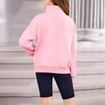 thumbnail image 4 of asjyhkr Kids Girls Half Zipper Crew Neck Long Sleeve Hoodless Sweatshirts 5-14 Years Breathable Casual Workout Outdoor Playing Solid Color Tops with Pockets,Size 120-160, 4 of 8