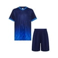 thumbnail image 1 of iefiel Kids 2pcs Sports Suit Quick Dry Printed Contrast Color Shirts Shorts Set For Football Basketball B Navy Blue 22, 1 of 7