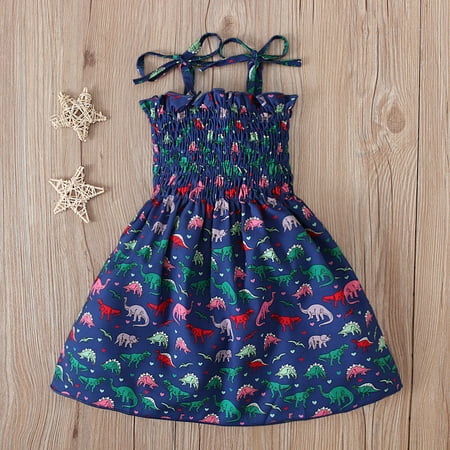 

TMOYZQ Baby Days savings!Baby Toddler Little Girls Bow Straps Ruffle Dresses Summer Clothes Sleeveless Daisy Leopard Cow Dinosaur Print Sundress Party Wedding Princess Dress Outfits On Clearance