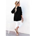 thumbnail image 4 of Women's Black Crinkle Textured Loose Henley Top, 4 of 5