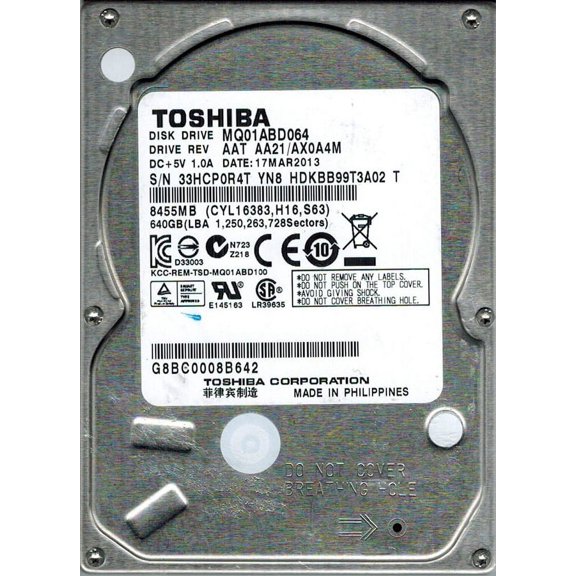 Toshiba MQ01ABD064 AAT AA21/AX0A4M 640GB Philippines