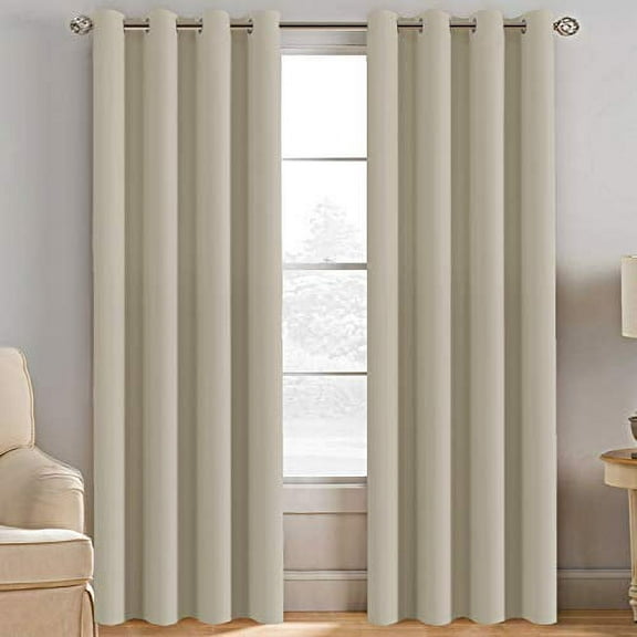 H.VERSAILTEX Ivory Thermal Insulated Blackout Curtains, 52” x 96”