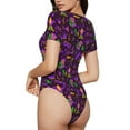 thumbnail image 3 of Gaeub Mardi Gra2 Women'S Short Sleeve One Piece Swimsuit Sexy High-Waisted Bodysuit For Swimming, Beach, Sports - Xx-Large, 3 of 9
