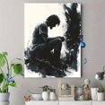 thumbnail image 4 of Qisvanset 12x16 Inch 2D Flat Framed Canvas Art, Jacob Wrestles with God Bible Sketch Modern Religious Wall Art Decor Gift, 4 of 5