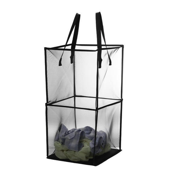 Laundry Hamper, 26" x 12.6" Collapsible Laundry Baskets with Handles for Dirty Clothes Black