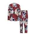thumbnail image 3 of Mens Lounge Sets 2 Piece Pajamas Outfits Long Sleeve Casual Sweatsuits, Red Rose Skull Skulls Head, 3 of 6