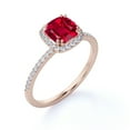 thumbnail image 4 of JeenMata 1.75 Carat Cushion Cut Art Deco Pigeon Blood Lab Created Ruby Engagement Ring in 18k Rose Gold over Silver, 4 of 7
