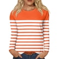 thumbnail image 2 of Tshirt Women Long Sleeve Shirts For Women Stripe Print Graphic Tees Blouses Casual Plus Size Basic Tops Pullover, 2 of 5
