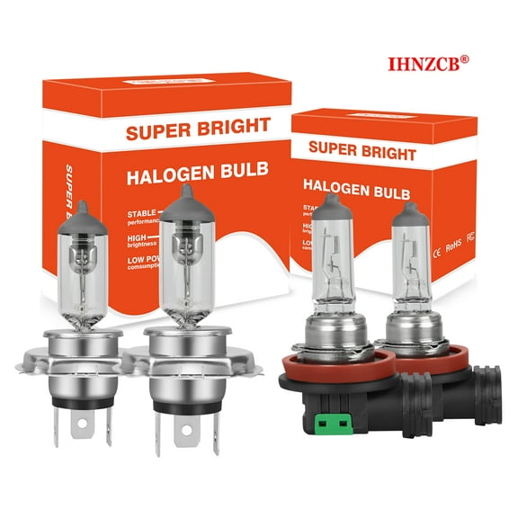IHNZCB H4 9003   H11 Halogen Headlight Bulbs High Performance High & Low Beam Combo 4x