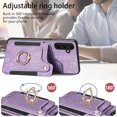 thumbnail image 5 of Phone Case for Samsung Galaxy A54 5G Wallet Cover with Tempered Glass Screen Protector and Wrist Strap Lanyard RFID Credit Card Holder Ring Stand Cell Accessories A 54 54A SM A546U 2023 Women Purple, 5 of 14
