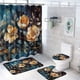 thumbnail image 2 of Juego de 4 cortinas de ducha para baño, juego de cortinas de ducha de poliéster con alfombras de baño, juego de baño con patrón de flores doradas pintadas con cortina de ducha y juego de alfombras, 2 of 8