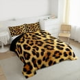 thumbnail image 3 of jejeloiu Cheetah Print Queen Comforter Set,Leopard Pattern Bedding Sets,Orange Black Bedding Comforter Set For Teens Kids,Breathable Home Decor Reversible,3pcs, 3 of 8