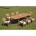 thumbnail image 5 of Grade-A Teak Dining Set: 8 Seater 9 Pc: 118" Oval Table And 8 Vellore Stacking Arm Chairs Outdoor Patio WholesaleTeak #51VL2609, 5 of 6