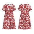 thumbnail image 3 of Bixox Robe d'Été à Manches Courtes pour Femmes Robe Ample Longueur Genou avec Poches-Cœurs, 3 of 7