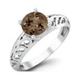 thumbnail image 2 of 0.85 Ctw Round Smoky Quartz 925 Sterling Silver Solitaire Filigree Women Valentines Day Gifts Ring, 2 of 3