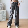 thumbnail image 5 of JXMVOJ Cargo Pants for Women High Waisted Casual Pants Baggy Stretchy Wide Leg Y2K Streetwear Women’s Elastic Waist Solid Casual With Pockets Outing Full Length Pants with Pockets, 5 of 8