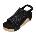 thumbnail image 2 of Mostsola Summer Dressy Wedge Sandals for Women Casual Cork Platform Slingback Open Toe Sandals, 2 of 9
