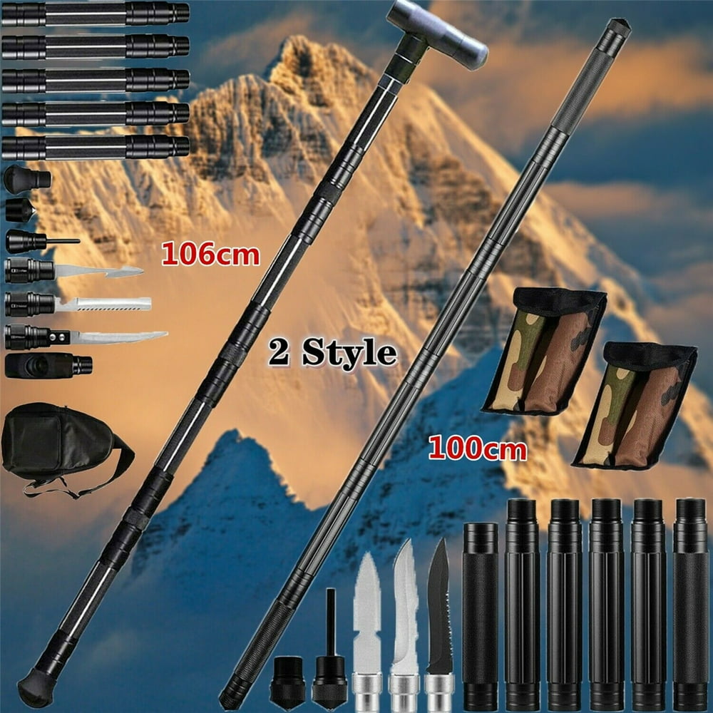 Tactical Survival Walking Trekking Poles Multifunction Alpenstock