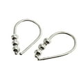 thumbnail image 5 of Sterling Silver 18mm 19 GA Upside Down Hypoallergenic Lightweight Wire Drop Threader Huggie Hoop Earrings for Women with 3 Beads, 5 of 8