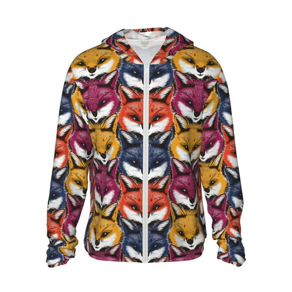 Lsque Fox Face Pattern UPF 50+ Lightweight Sun Protection Men's Women's Long Sleeve Shirt, Hoodie Performance -XX-Large