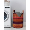 thumbnail image 3 of Orange Laundry Bag, Abstract Hand Drawn Ethno Pattern Tribal Borders Doodle Style, Hamper Basket with Handles Drawstring Closure for Laundromats, 13" x 19", Orange Red Plum, by Ambesonne, 3 of 4