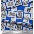 thumbnail image 2 of Soimoi Blue Cotton Duck Fabric Coffee Please Text Print Fabric by the Yard 42 Inch Wide, 2 of 3