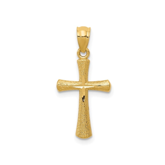 14k Yellow Gold Cross Pendant Charm, Diamond-Cut Polished Religious Jewelry