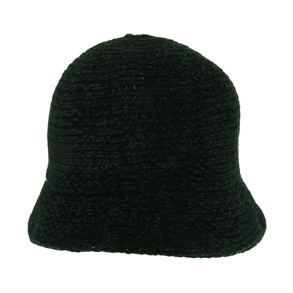 August Hat Womens Chenille Crochet Cloche Hat Black One Size