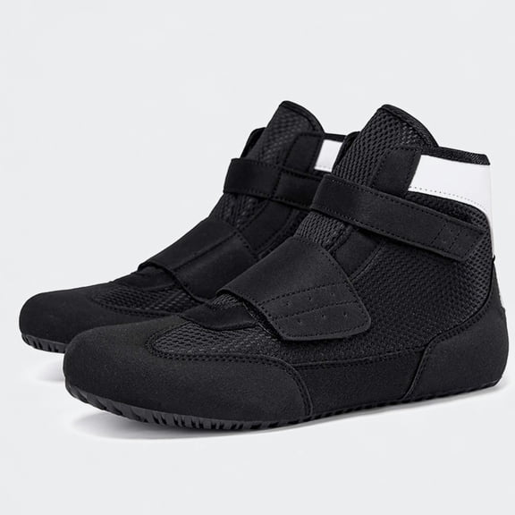 Ticikt Wrestling Boxing Shoes, Lightweight Breathable High-Top Training Sneakers for Boys,Black,Size:10-10.5 Years