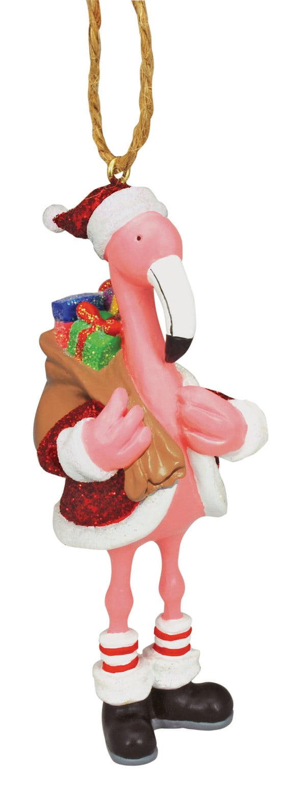 Pink Flamingo in Santa Suit Fun Christmas Holiday Ornament