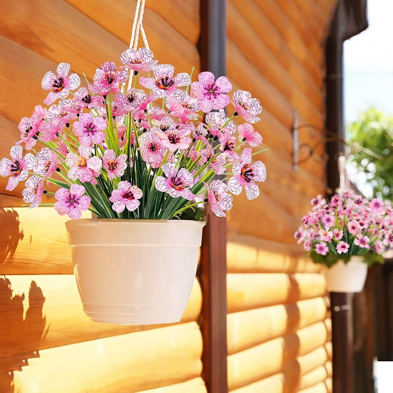 Morttic 8 Bundles Bundles Artificial Flowers Outdoor UV Resistant Fake  Plastic Plants, Pink - Walmart.com