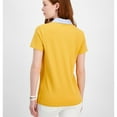 thumbnail image 2 of Tommy Hilfiger Womens Striped Collar Polo Shirt, Yellow, Large, 2 of 2