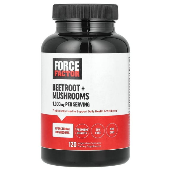 Force Factor Beetroot   Mushrooms, 120 Vegetable Capsules