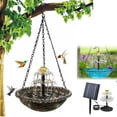 thumbnail image 3 of 2026 Large Humming Birds Baths Fountains, Solar Cascade Hanging Bird Bath Fountain, Outdoor Hanging Bird Bath with Solar Fountain, with Solars Pump & Glass Bowl, for Gardens, Outdoor(Gray,A), 3 of 4
