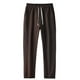 thumbnail image 2 of Pantalones largos para hombre, deportivos, informales, lisos, con cintura elástica y cordón ajustable, de pierna ancha, rectos y cilíndricos, de poliéster., 2 of 4
