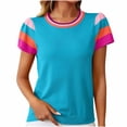 thumbnail image 2 of YHAJDS Womens Summer Tops Short Sleeve Round Neck Knit Sweater Color Casual Sweet Style Top, 2 of 5