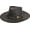 Black, variant on Buffalo Nickel Hat - Wide Brim Hat Featuring Distressed Ruff Leather, Studs and Unique Buffalo Nickel Metal Accents and Hidden Steel Wire in Brim, Tan, Small