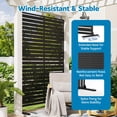 thumbnail image 5 of 6FT Outdoor Metal Privacy Screen with Stand, Freestanding Black Slatted Fence for Patio, Garden, Balcony & Trash Can Enclosure, 5 of 8