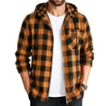 thumbnail image 4 of Horkkom Flannel Hoodie for Men Loose Button Up Flannel Shirt Casual Plaid Print Shirt with Pockets S, 4 of 5