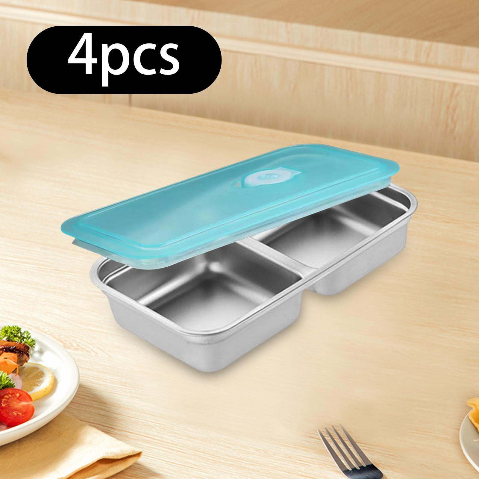 Fiocias 4 Pieces Stainless Steel Snack Container Bento Box Food Containers Sealing Lunch