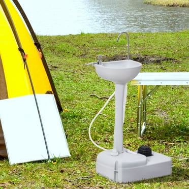 kleankin Portable Camping Sink Hand Wash Station Basin with 4.5 Gallon Water Tank, Soap Dispenser and Towel Holder