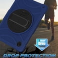thumbnail image 5 of ELEHOLD for Samsung Tab A8 10.5" 2022 SM-X200/X205/X207, Heavy Duty Shockproof Rugged Handle Shoulder Strap Rotating Kickstand Cover, darkblue, 5 of 6