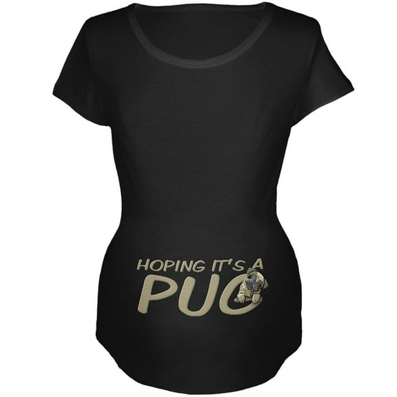 We're Hoping it's a Pug Funny Cute Puppy Maternity Soft T Shirt Black 2XL